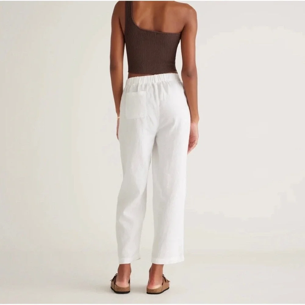 Quince 100% European Linen Wide Leg Ankle Pull On Pant White 3X